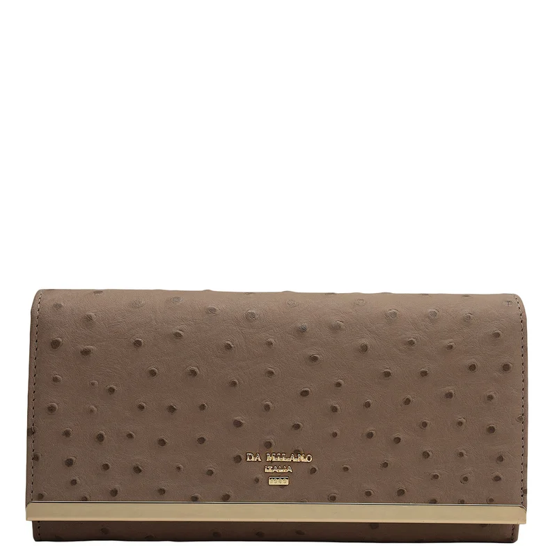 دا ميلانو Ostrich Leather Ladies Wallet - Slate